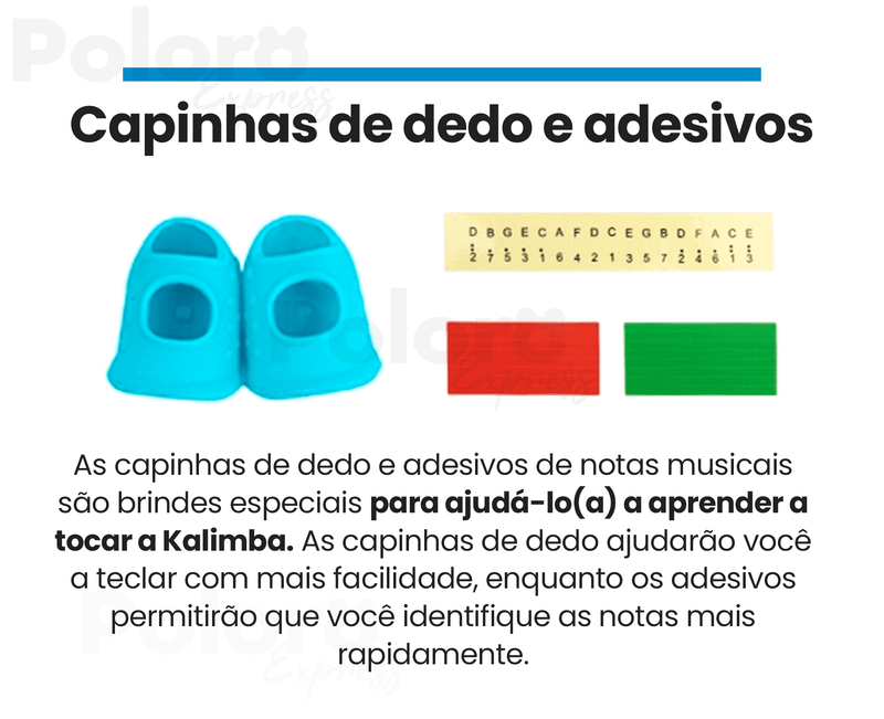 Kalimba Pollo® 17 teclas ergonômica - LEVE 6 BRINDES