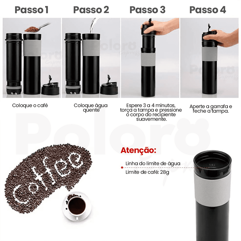 Cafeteira Portátil SmartCoffee® - Prepara o Café na Hora!