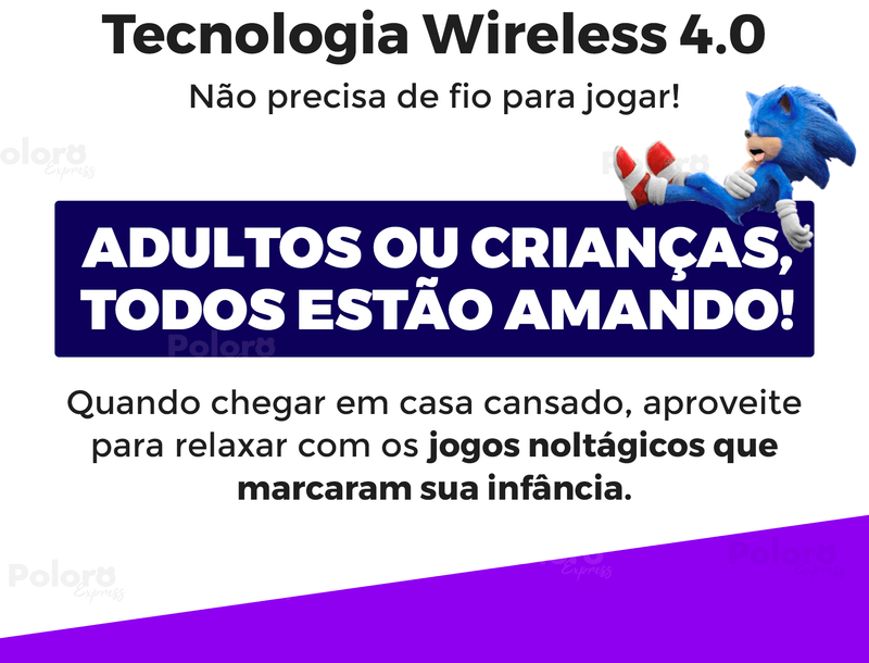 Videogame Retrô Pollo® 4000 Jogos + 2 controles de brinde (Resolução 4K Ultra HD)