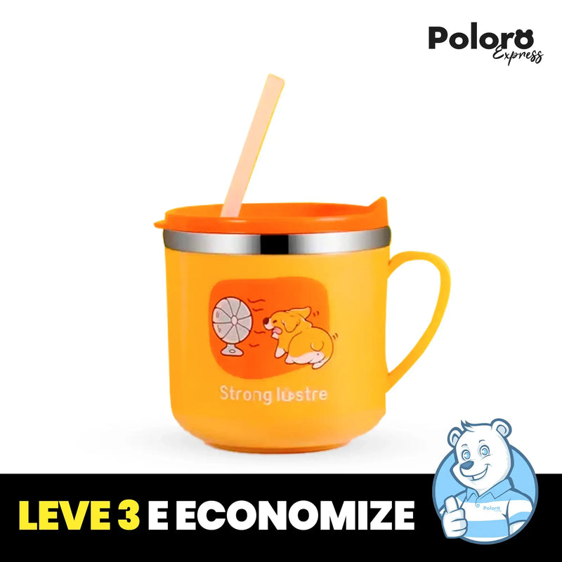 Caneca Infantil 250ml com Aço Inoxidável - LEVE 3 E ECONOMIZE