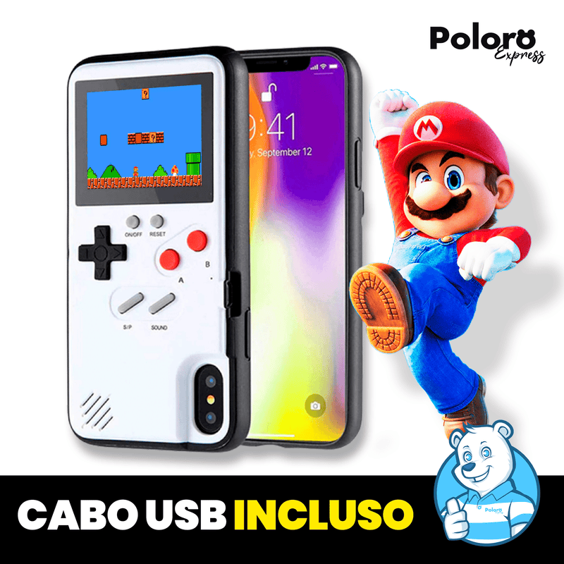 Capa de iPhone RetroCase® com MAIS DE 30 JOGOS nostálgicos + CABO USB DE BRINDE!