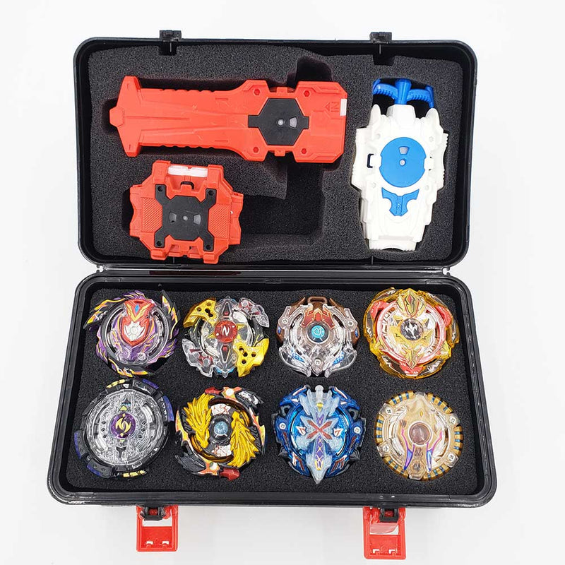 KIT COM 8 BEYBLADES + LANÇADORES