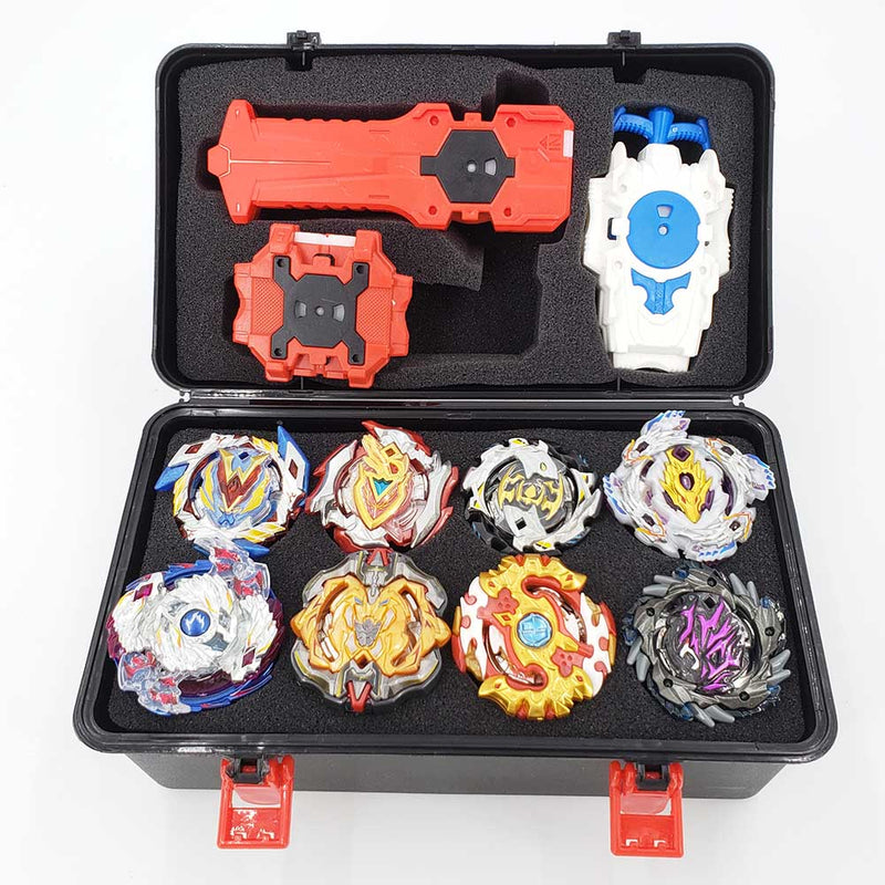 KIT COM 8 BEYBLADES + LANÇADORES