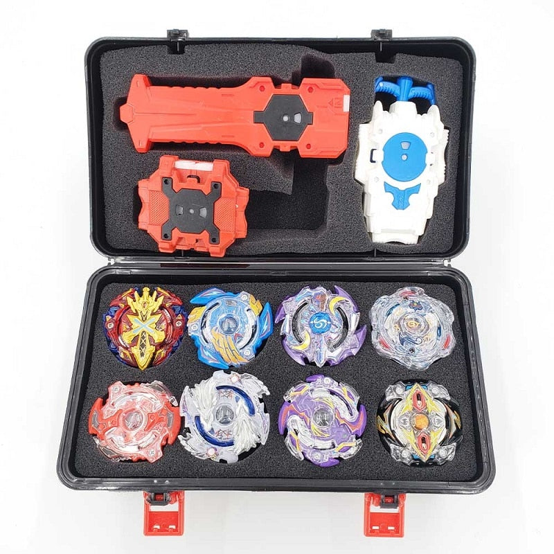 KIT COM 8 BEYBLADES + LANÇADORES