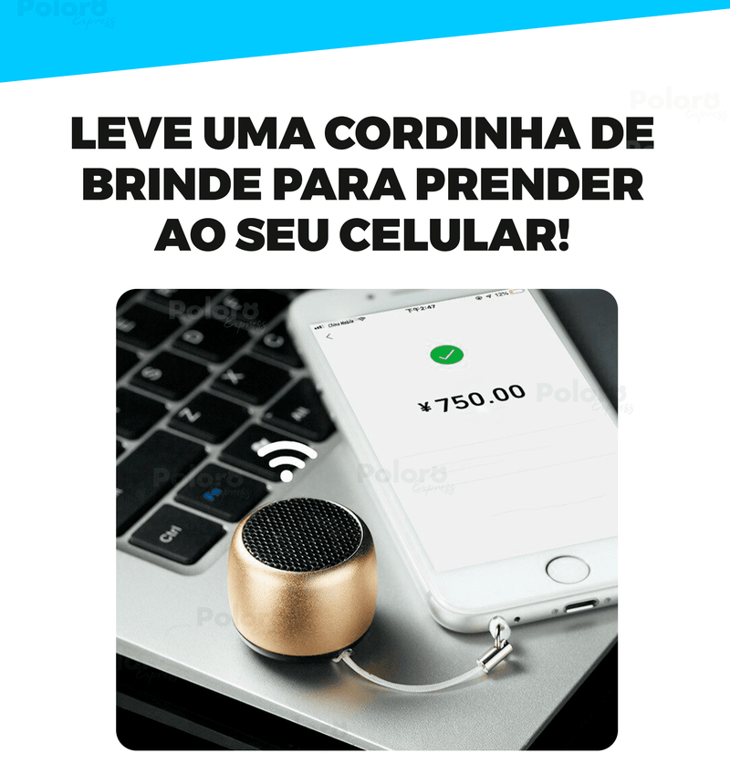 Mini Caixa de Som Bluetooth MiniTune® 3cm - Cordinha de Brinde