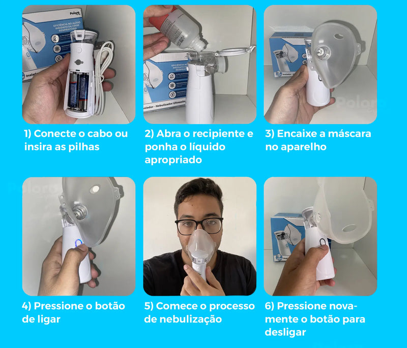 Inalador Nebulizador Pollo - Modo Oscilatório e Ultrassônico (LEVE 2 E ECONOMIZE)