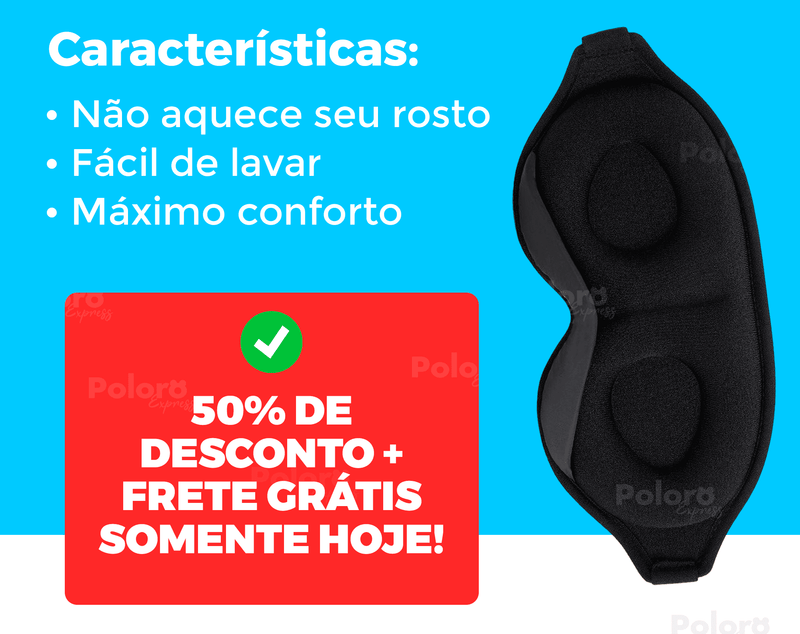 Máscara de dormir Nuvem® Máximo Conforto - Design ergonômico e Tecido respirável