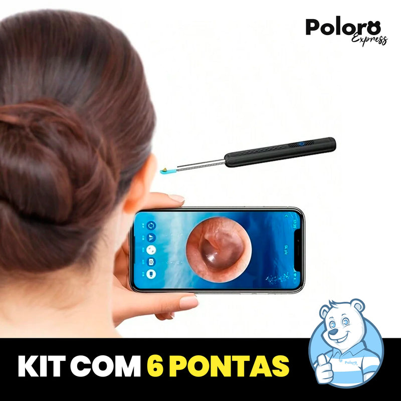 Limpador de Ouvido com Cãmera HD Pollo® - Kit com 6 Pontas